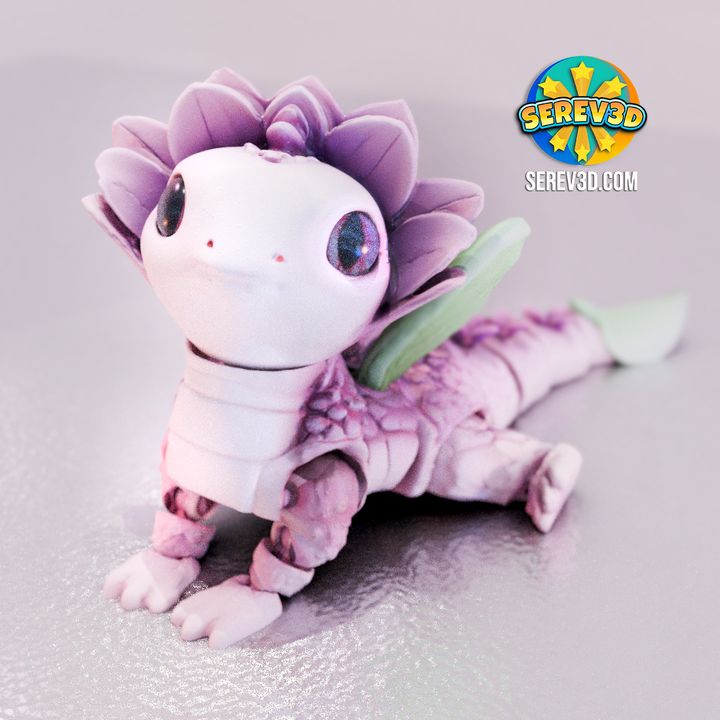 Download Lilac Flower Dragon - Fantasy Creature - Articulated